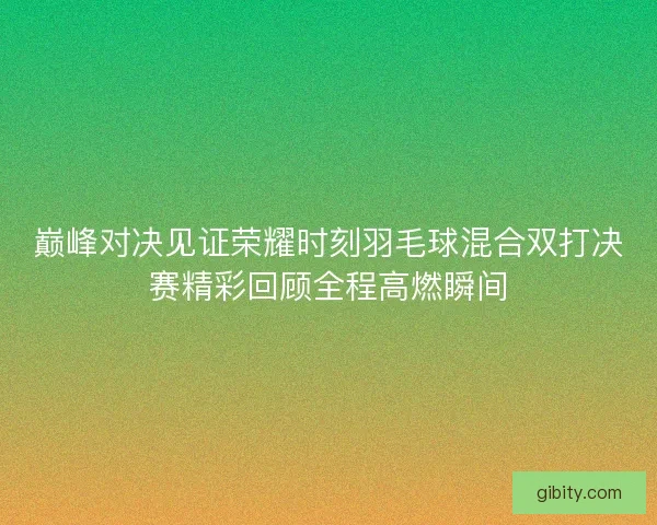巅峰对决见证荣耀时刻羽毛球混合双打决赛精彩回顾全程高燃瞬间